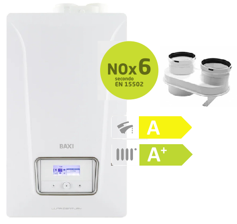 Baxi Caldaia a condensazione Luna Century 26kw A7870637 kit fumi Sdoppiato di serie WiFi opzionale Metano e Gpl
